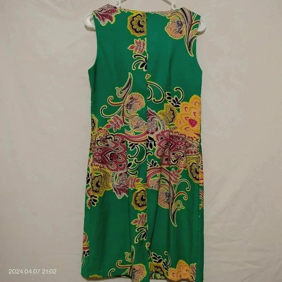 Brannan Women's size 10 Green Floral Pattern A Line Sleeveless Dress - Picture 5 of 12